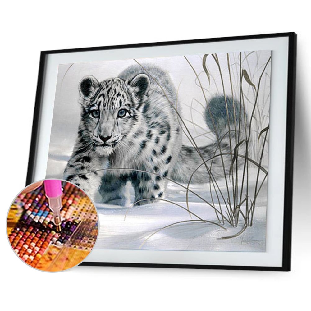 Snow Leopard   Round Diamond Painting 40*30CM