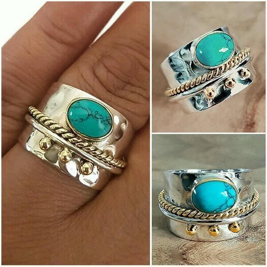 Turquoise Wide Band Ring - tree - Codlins