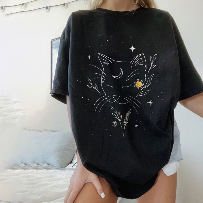   Cat floral star print t-shirt designer - Neojana