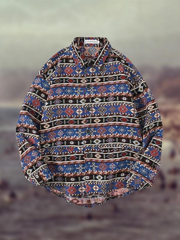 Men's Retro Ethnic Style Colored Jacquard Shirt Jacket-广州科莱利贸易有限公司-Anne Neville