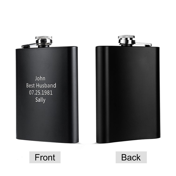Custom Personalized Flask With 2 Names 、1 Date And 1 Text