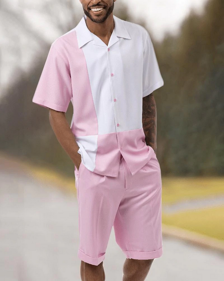 Two Piece Short Sleeve Walking Suit Set with Shorts