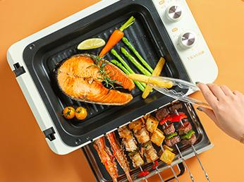 Horno eléctrico rotativo automático sin humo para cerdo a la plancha,  camarones, mariscos, albóndigas It's bivolt