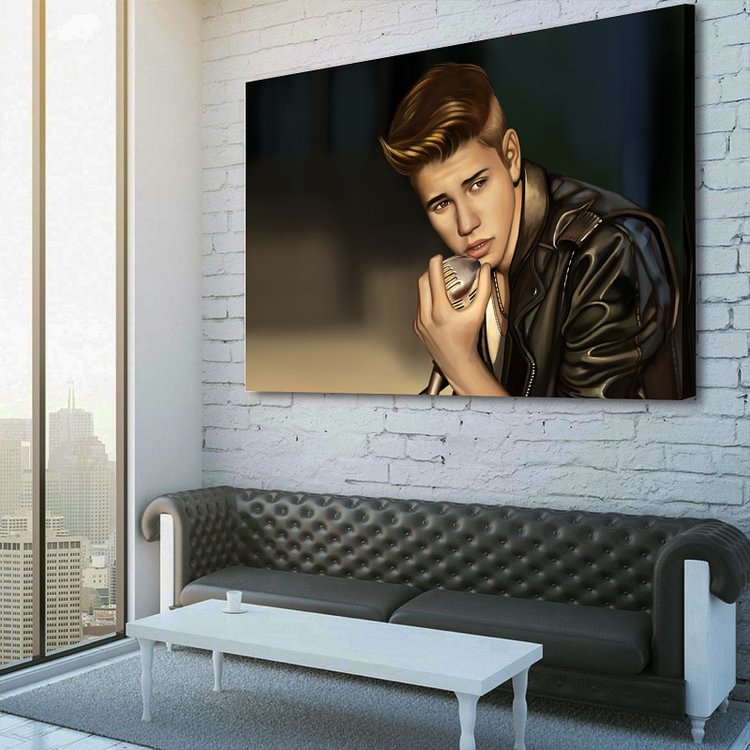 Realistic Painting by Justin Bieber Canvas Wall  Art