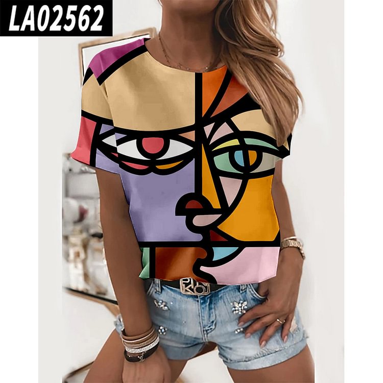 Women's abstract picture print T-shirt