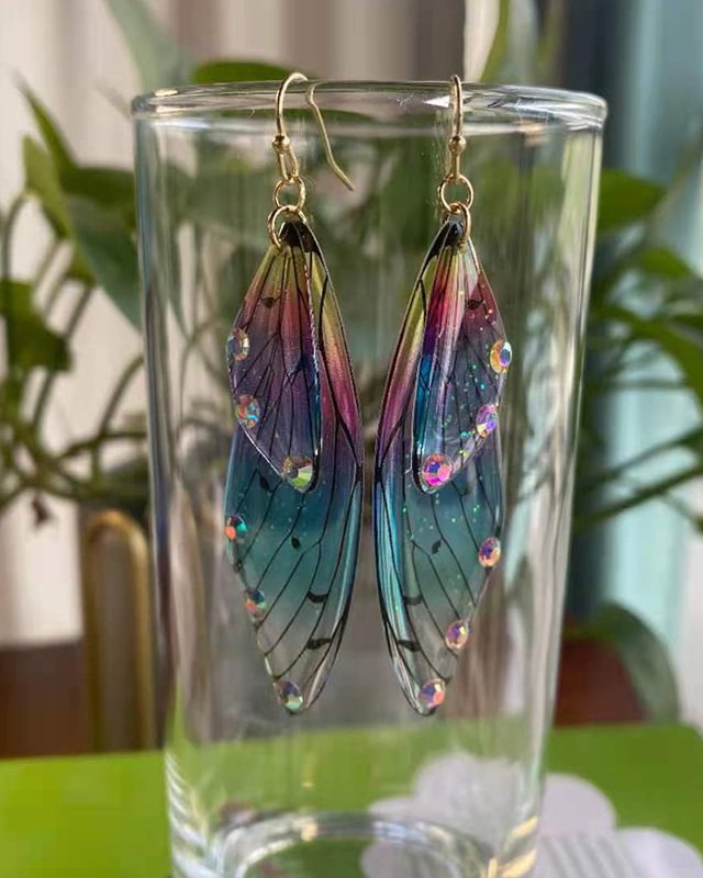 Butterfly earrings temperament super fairy long earrings color changing earrings women