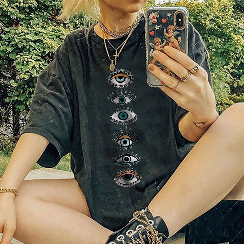  Evil eyes print designer oversized T-shirt - Neojana