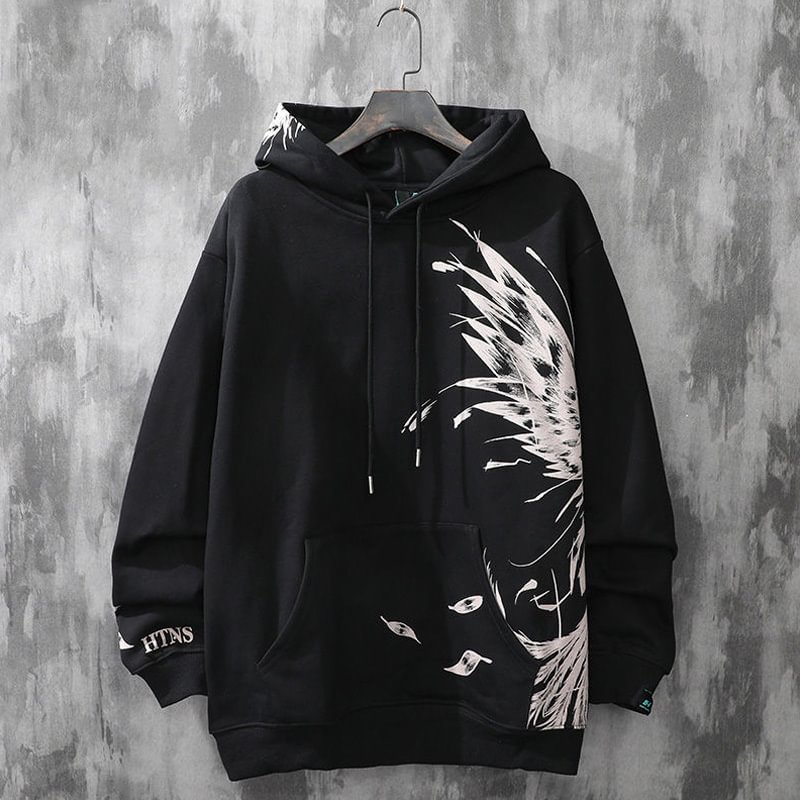 Casual Wing Feather Print Hoodie