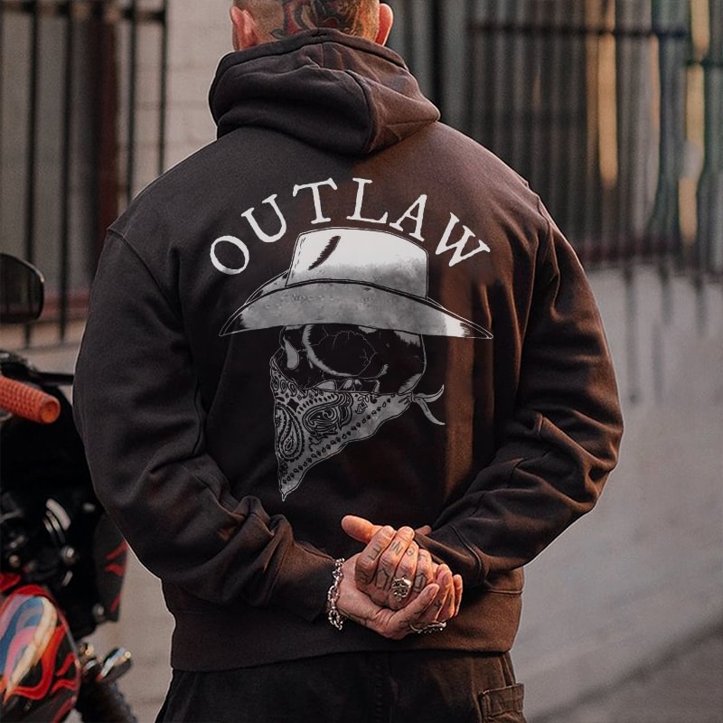 UPRANDY Outlaw Skull Printed Men's Hoodie -  UPRANDY