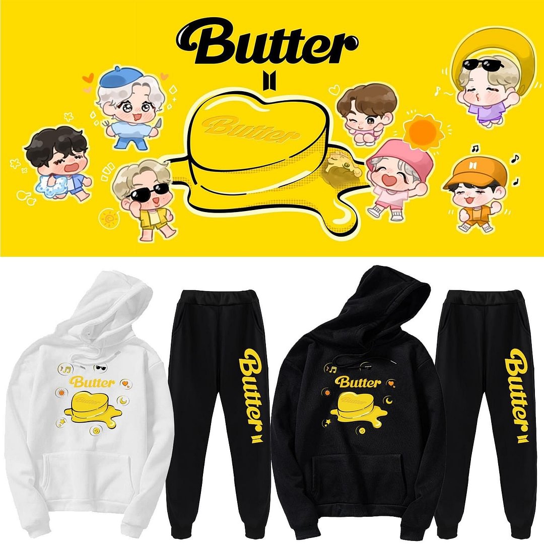 방탄소년단 Butter Cute Print Hoodie Suit