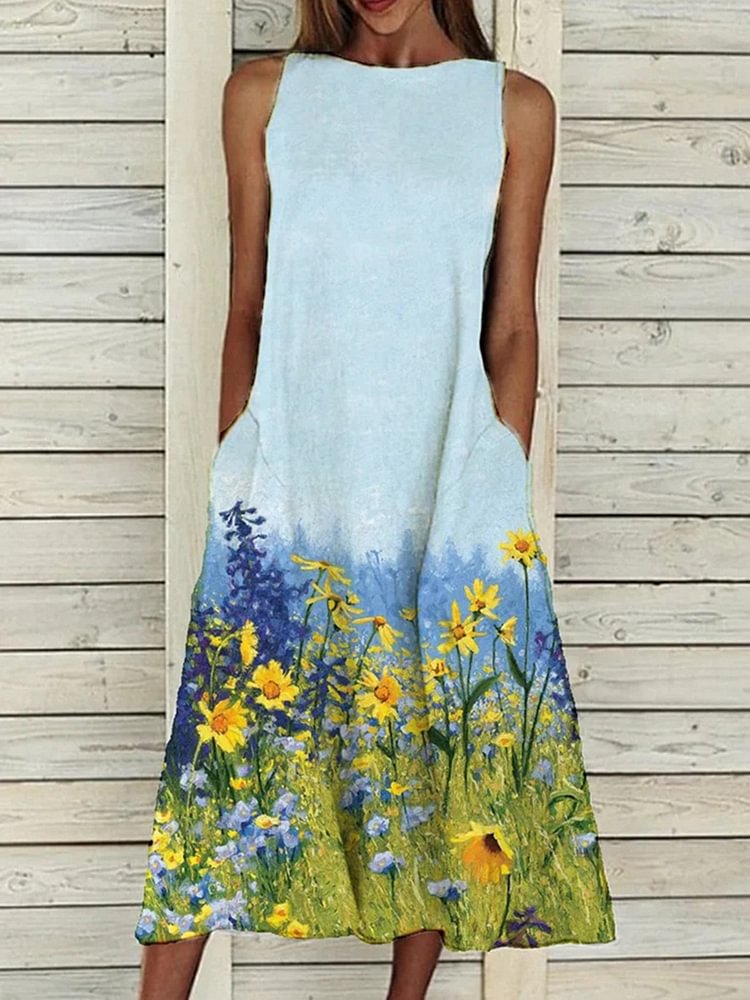 Elegant Sleeveless A-Line Midi Dress