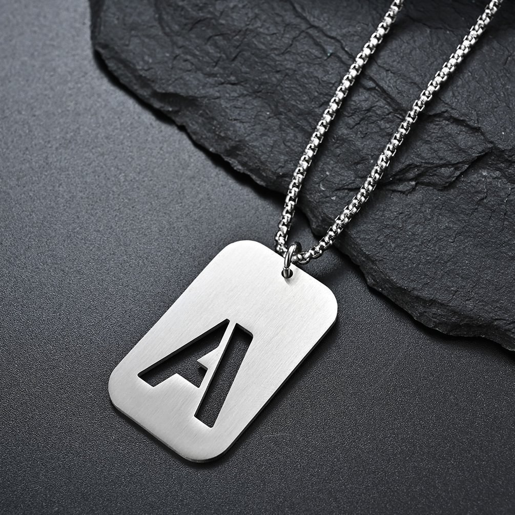 Surname Name English Letters Hollow Air Force Brand Nameplate Necklace Male Pendant Simple Men And Women Couples / Techwear Club / Techwear