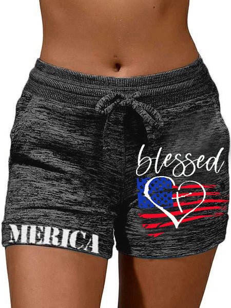 God Blessed American Us Flag Shorts