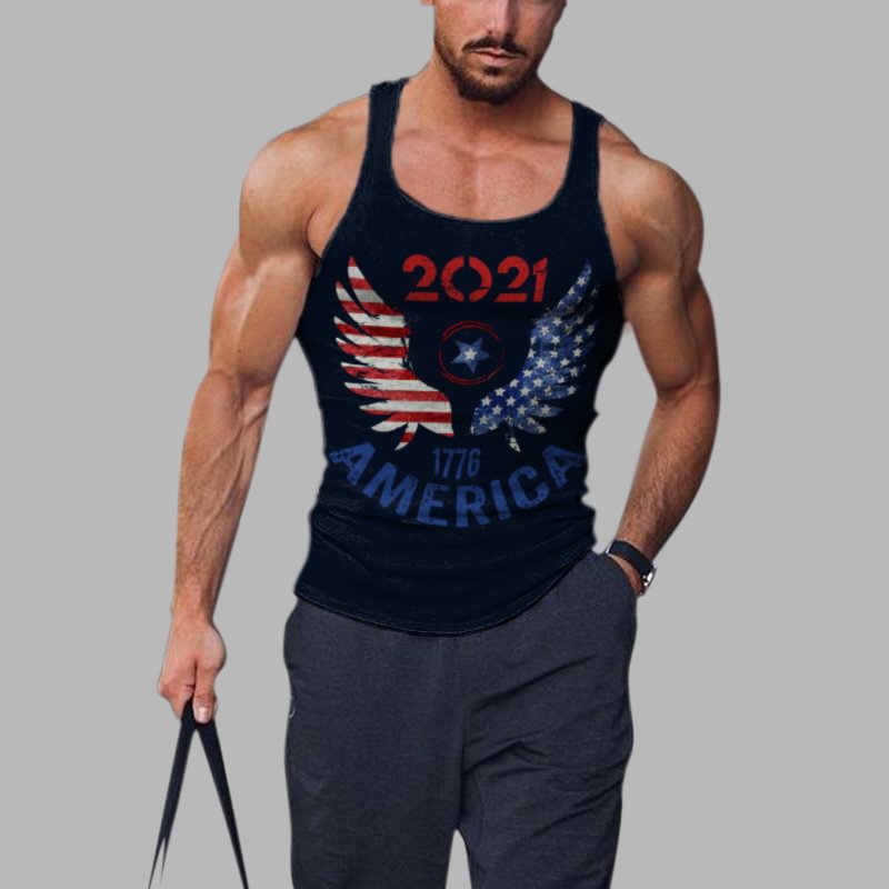 American flag 1776 printed designer men's sports vest - Krazyskull