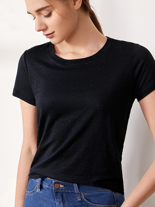 Silk T-Shirt Women's Simple Solid Style