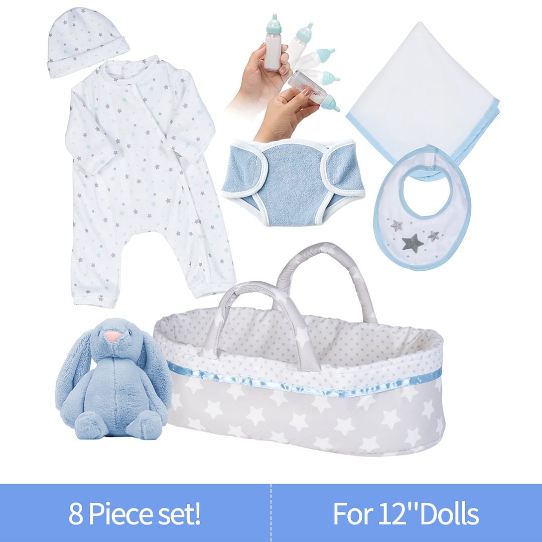 [Suitable for 12'' Boy] Adoption Reborn Baby Essentials-8pcs Gift Set
