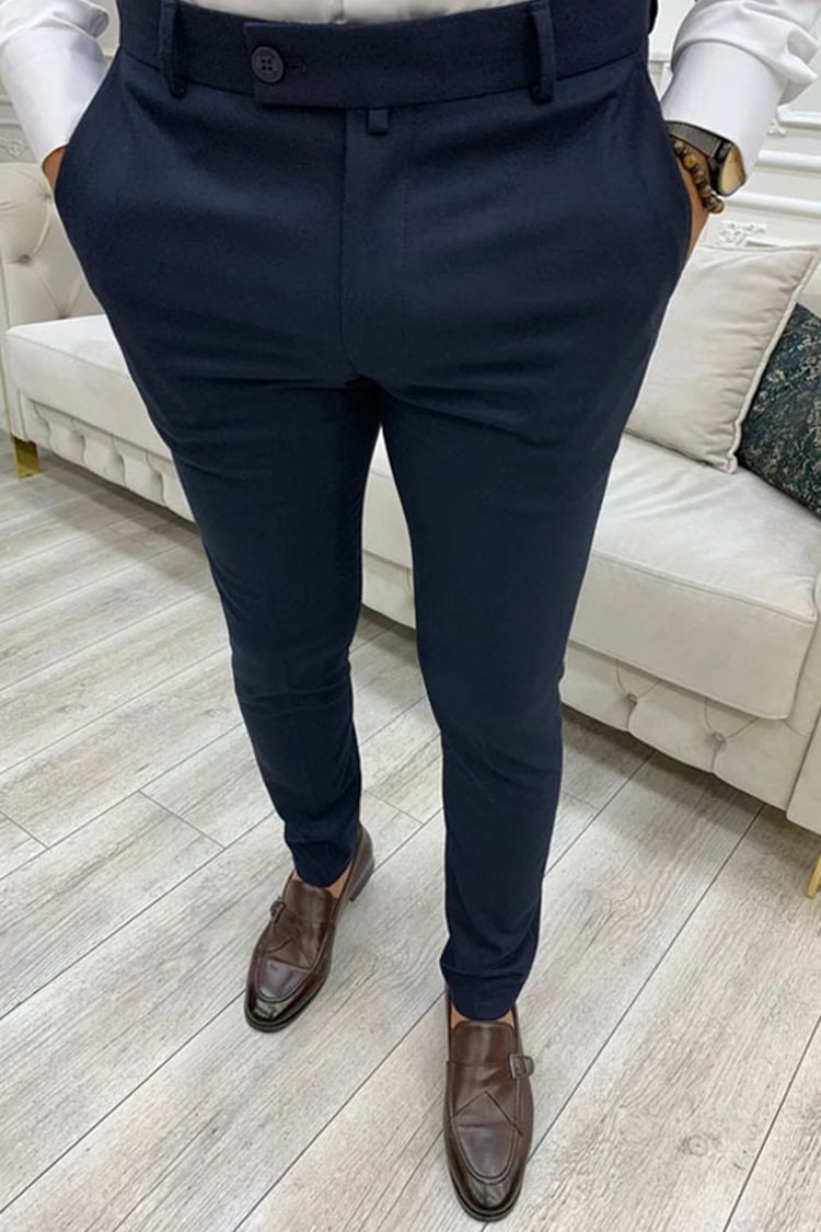 Tiboyz Solid Color Slim Fit Casual Pants