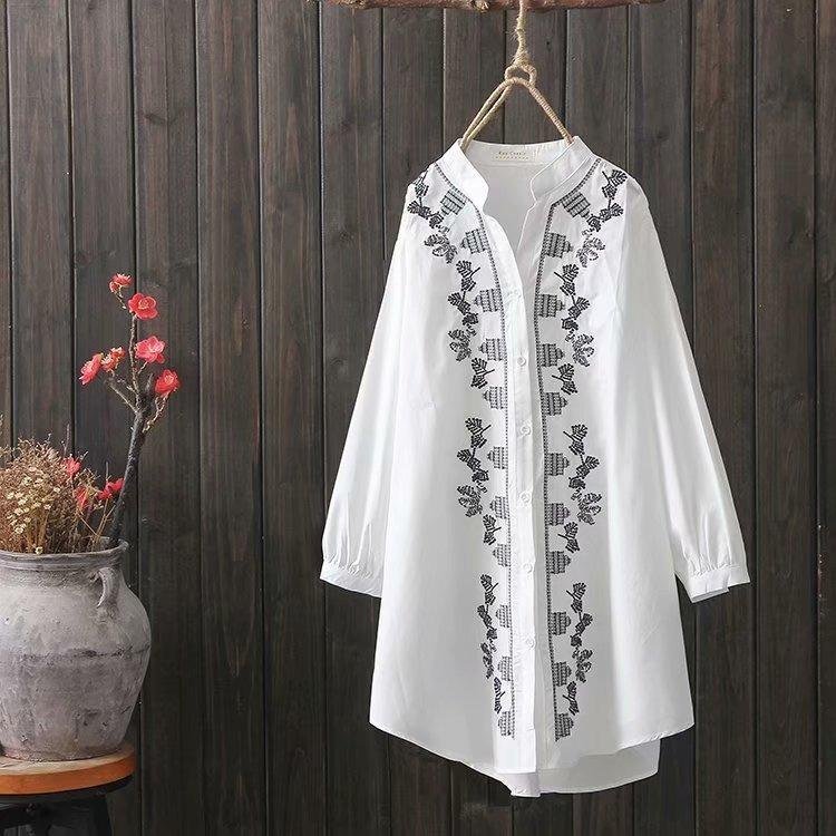 Women's Ethnographic Embroidered Shirt-Mayoulove