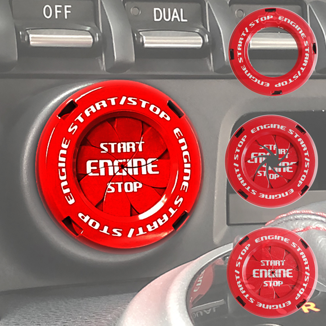 Car Engine Push Start Button Cover Universal Auto Ignition Protective Circle Ring Switch Cover,Anti-Scratch One-Key Start Stop Decorative 3D Sticker Button Cover 
