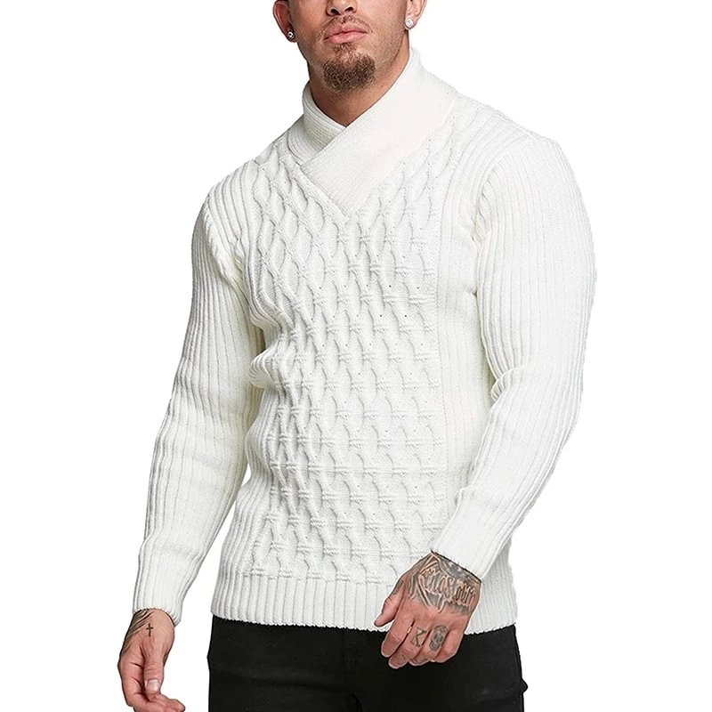 Men's Solid Color Long Sleeve Sweater-Corachic