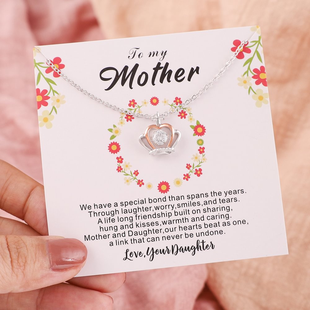 Mother and Daughter ，Our Heart Beat As One，A Link That Can Never Be Undone Crown Necklace