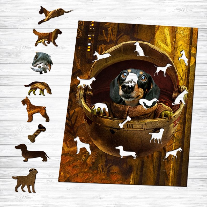 Jeffpuzzle™-JEFFPUZZLE™ Mandalorian Pup  Wooden Puzzle