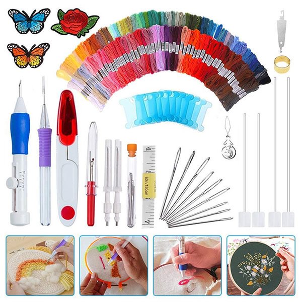 Adult Beginners Embroidery 100 Colors Of Thread And Embroidery Tools Set