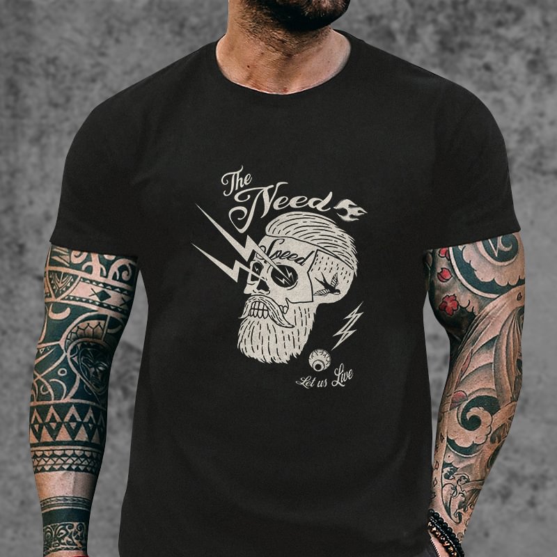 Livereid Skulls Men's Round Neck Black Print T-shirt - Livereid