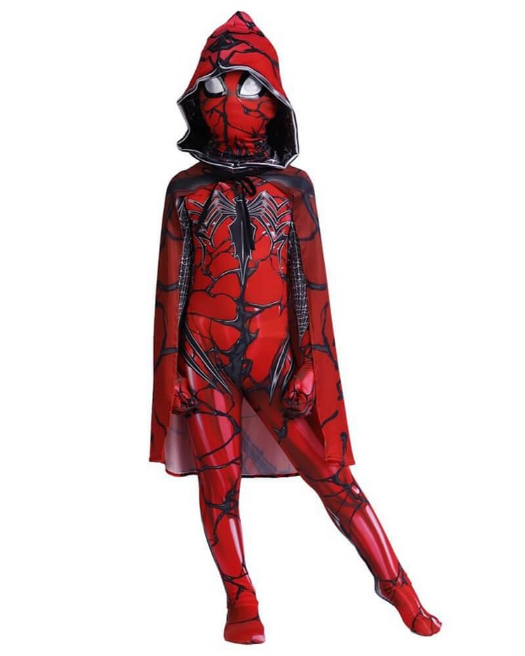 Child Venom Carnage Spider Gwenom Girls Red Zentai Halloween Costume-Mayoulove
