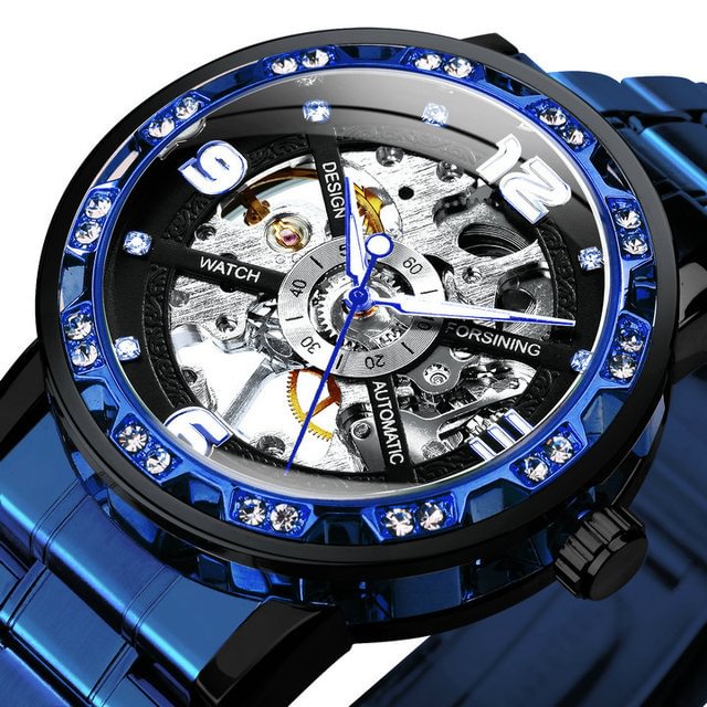 Luxury Skeleton Casual Diamond Mens Watch-VESSFUL