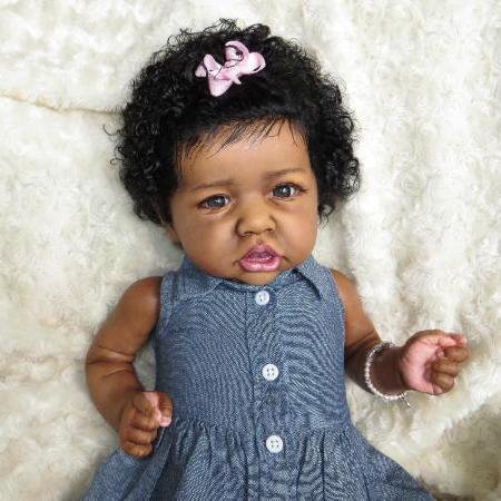 12" Black Mini Silicone Baby Reborn Baby Collectible Lifelike Toddler Girl Doll Abeba Verisimilitude by Creativegiftss -Creativegiftss® - [product_tag]