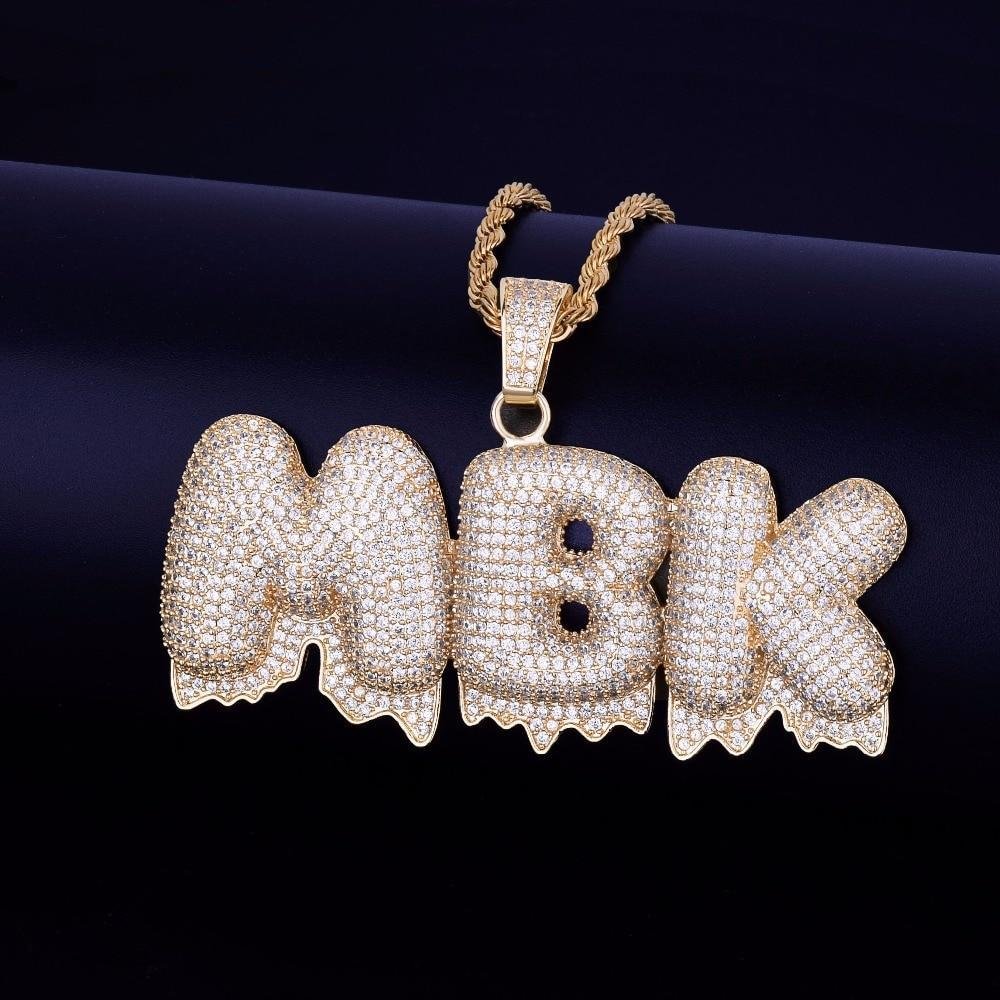 Custom Name Drip Bubble Letters Charms Necklaces & Pendant-VESSFUL