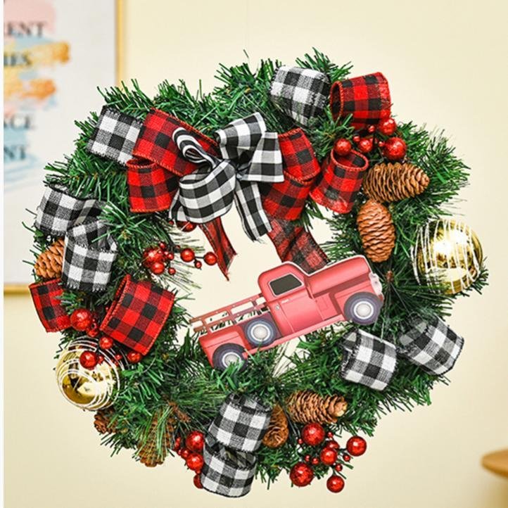 Red Truck Holiday Pine cone Outdoor Christmas Wreaths