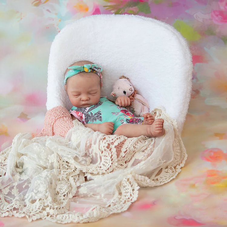  Handmade Baby Doll Girl Mae 20'' Realistic Soft Silicone Vinyl Reborn Asleep Baby Doll Set,Gift for Kids - Reborndollsshop.com®-Reborndollsshop®