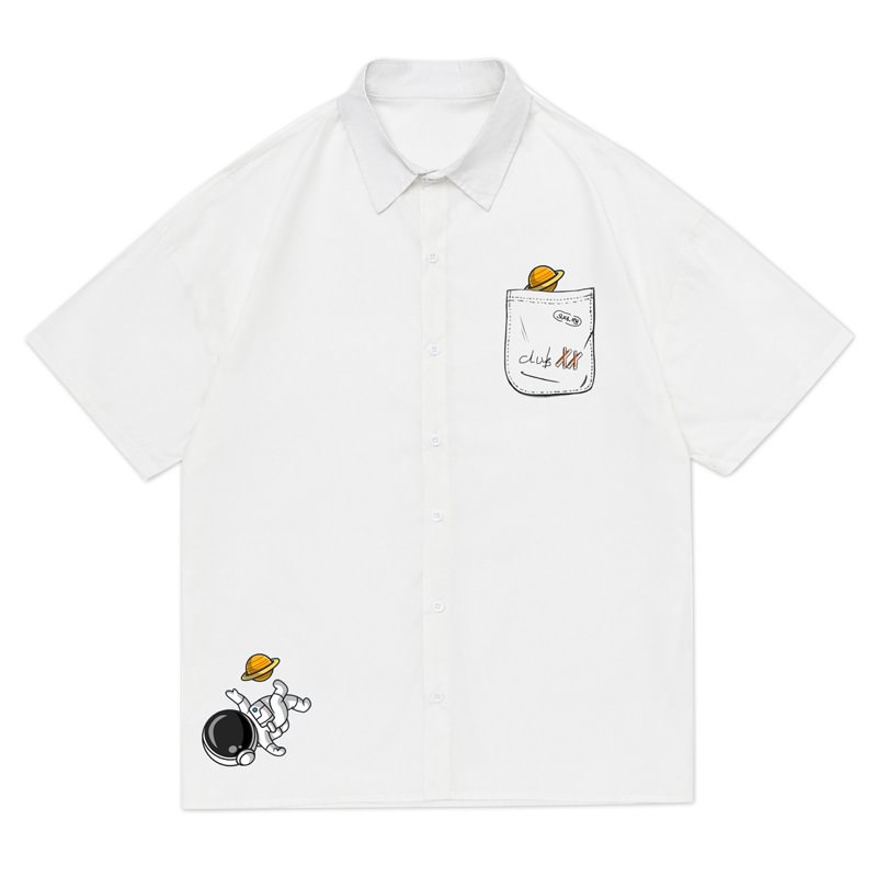 Japanese Astronaut Print Short Sleeve Shirt / Techwear Club / Techwear