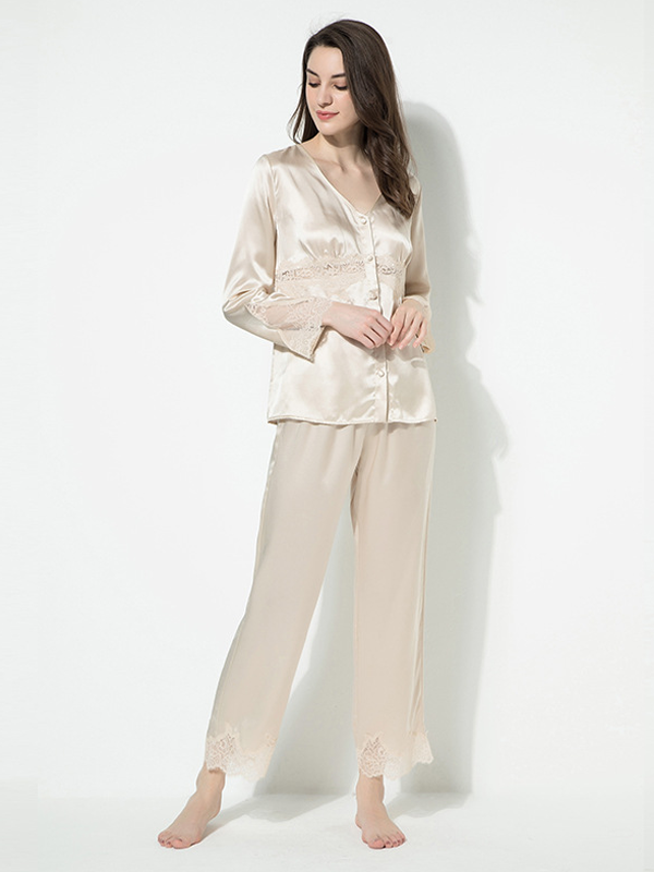Silk Pajama Set Women's Two-Piece Sexy Lace Style