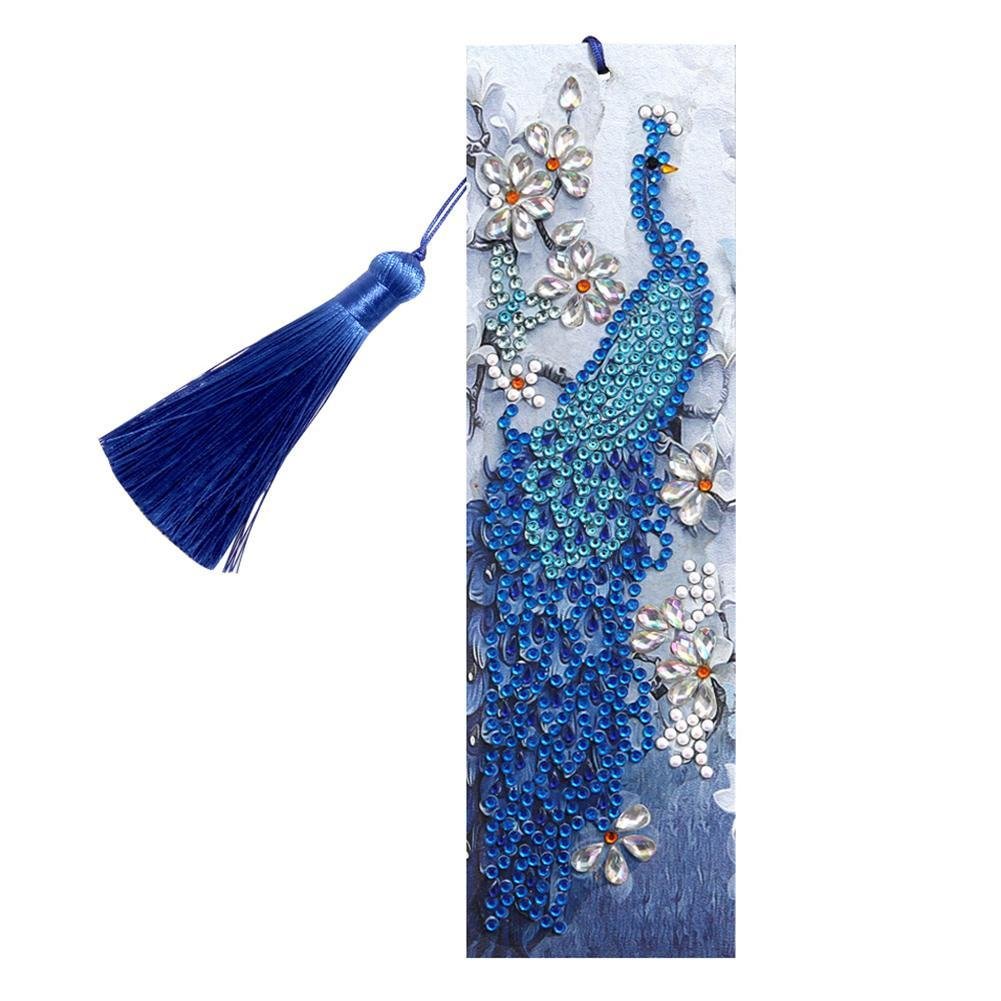DIY Special Shape Diamond Painting Cuir Tassel Peacock Bookmark Crafts