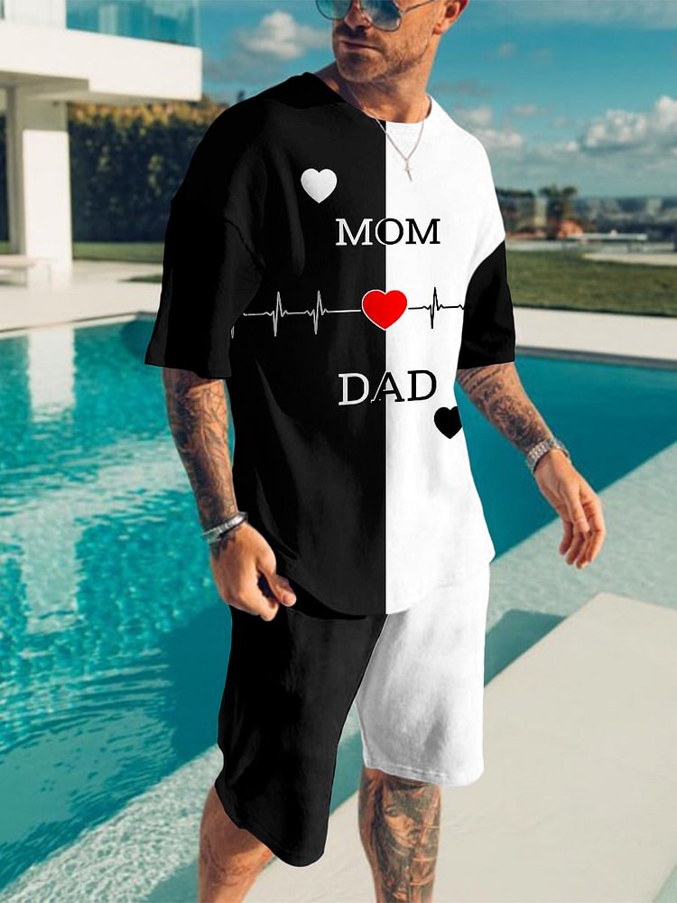 Men's Father & Mother Love Heart Lifeline Printing Suit