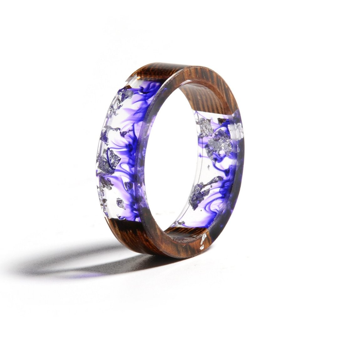 Wood Dried Flower Resin Ring Transparent Epoxy-VESSFUL