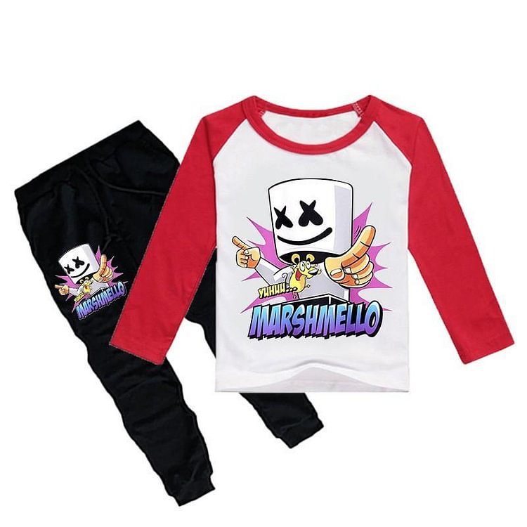 Dj Marshmello And Mouse Print Girls Boys Long Sleeve T Shirt And Pants-Mayoulove