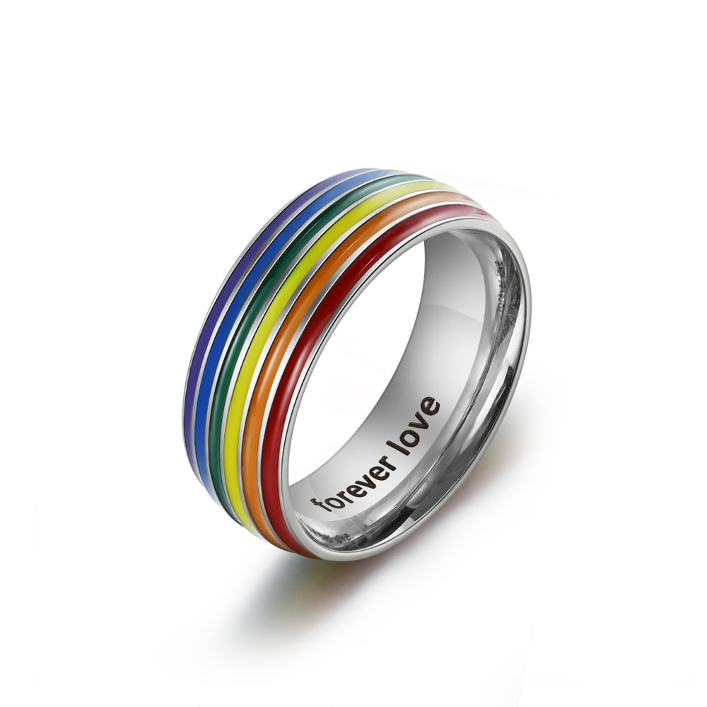 Personalized Rainbow Gay Lesbian Pride LGBT Ring