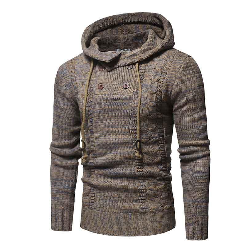 Mens casual slim zipper cardigan hooded knitted sweater / [viawink] /