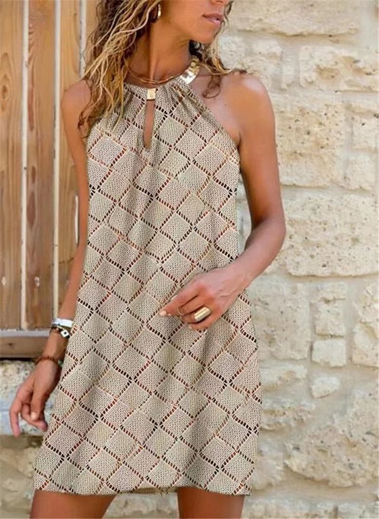 Summer Halter Sleeveless Print Dresses 2021