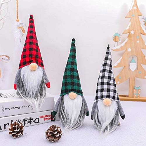Plush Gnome Christmas Ornaments 3 Pieces Handmade Santa Scandinavian Tomte - vzzhome