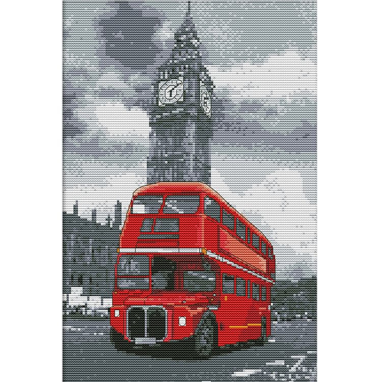 (Counted/Stamped)London Big Ben Bus  - Cross Stitch  38*28CM