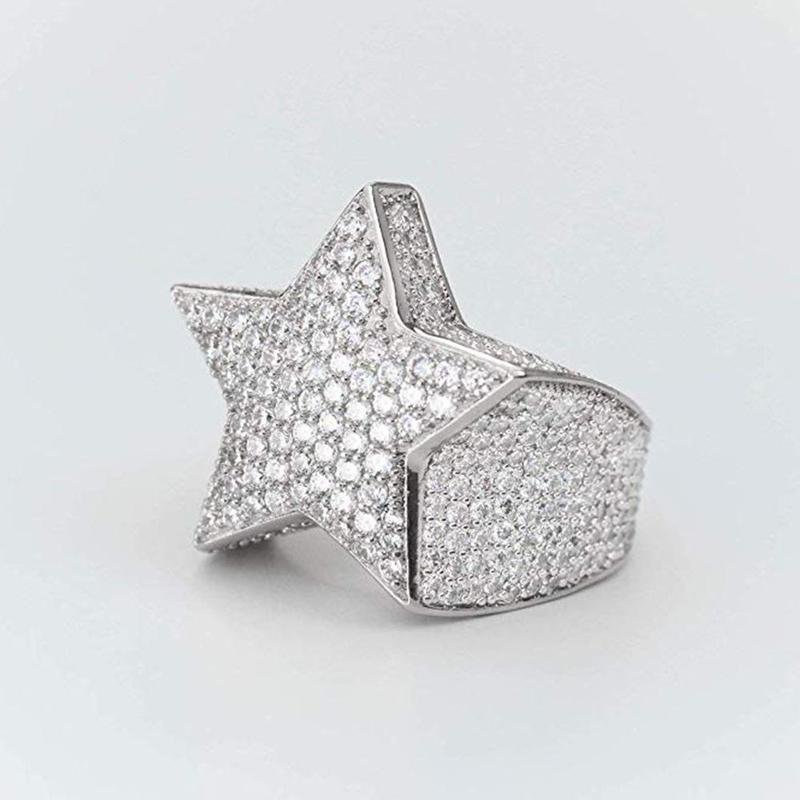Hip Hop Luxury Iced Out Rhinestones Star Rings-VESSFUL