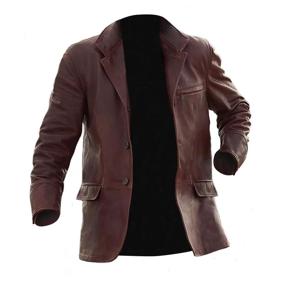 Mens zipped leather jacket / [viawink] /