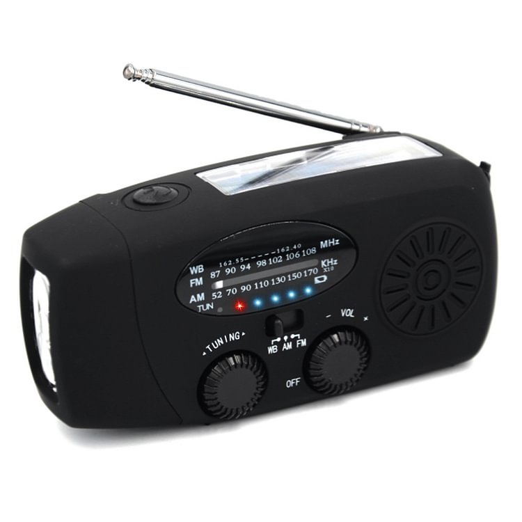 2000mAh Portable Hand Crank FM AM WB NOAA Radio Solar Radio LED Flashlight