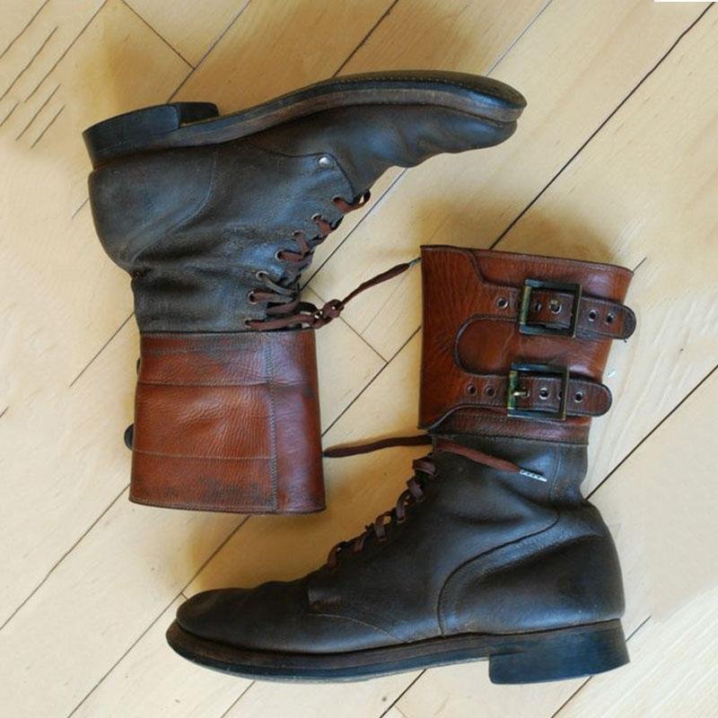 Mens Buckle Army High Boots-Black Friday Sale 35% OFF-Corachic