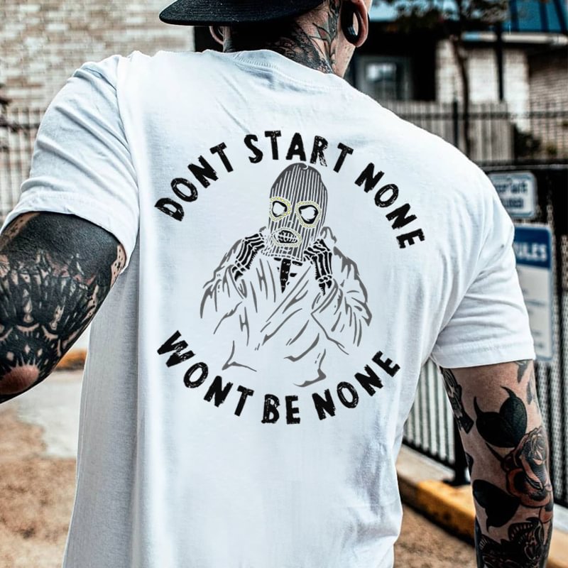 Cloeinc    Don't Start None Won't Be None Skull Devil Printed T-shirt - Cloeinc